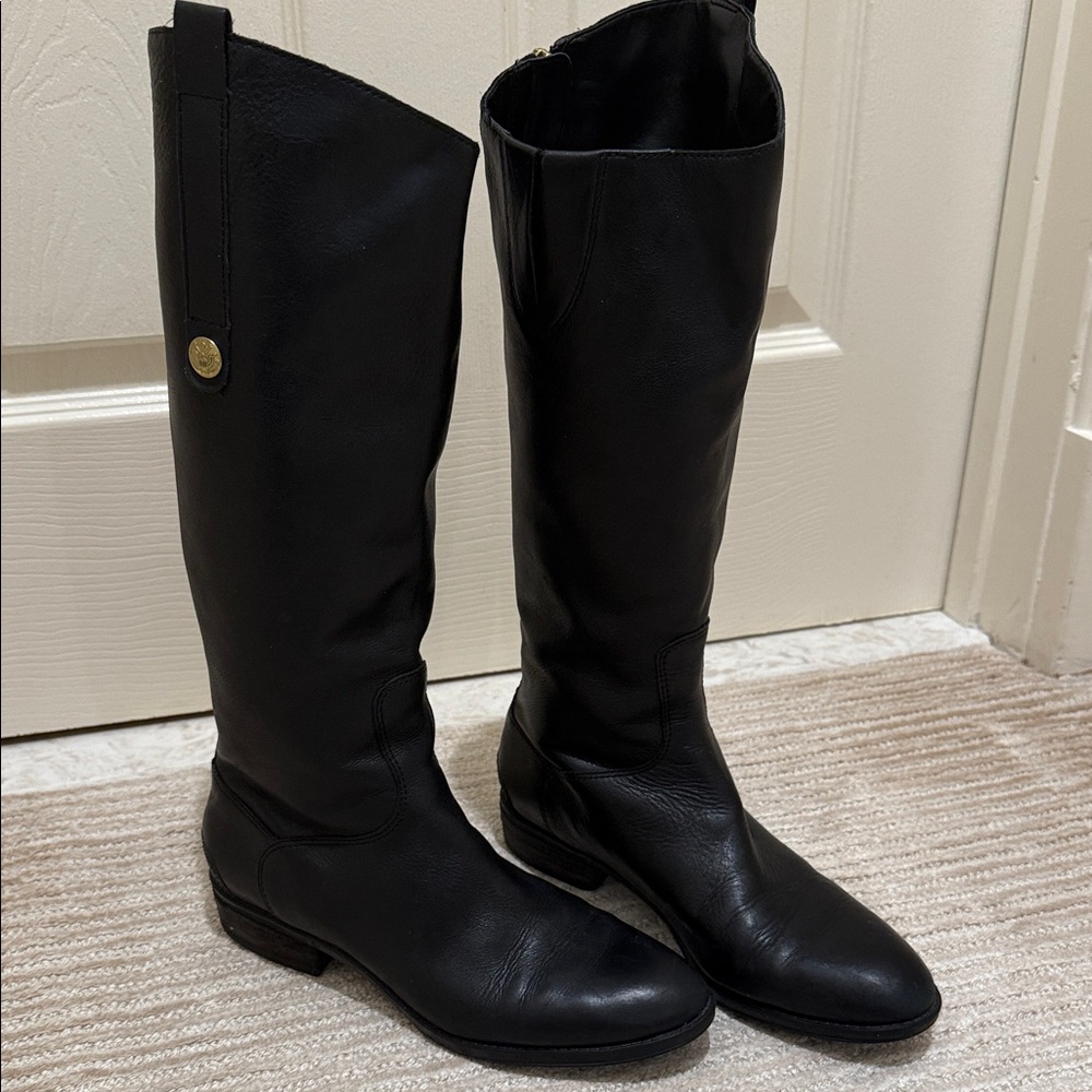 Elegant Black Leather Knee-High Boots